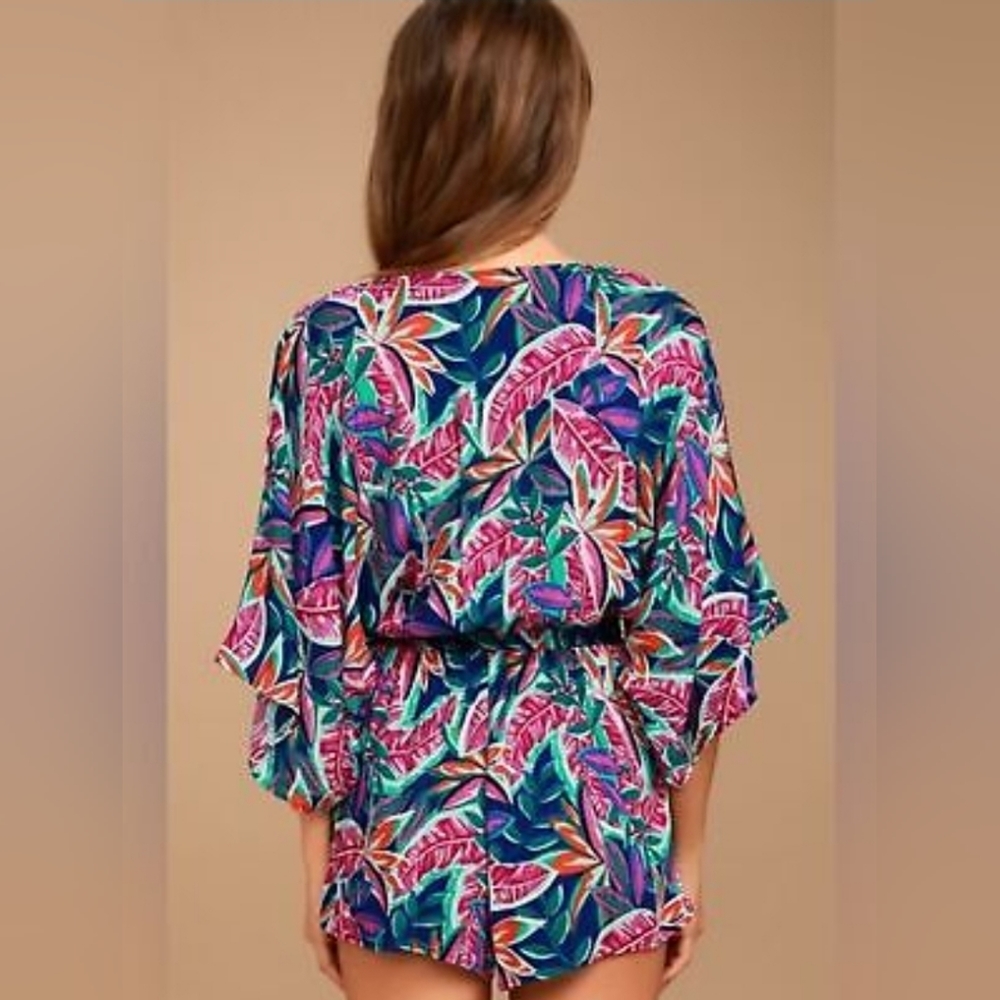 Lulus Hypnotized purple print romper. Small. Crinkle gauze. Jewel toned Like new - Picture 6 of 6